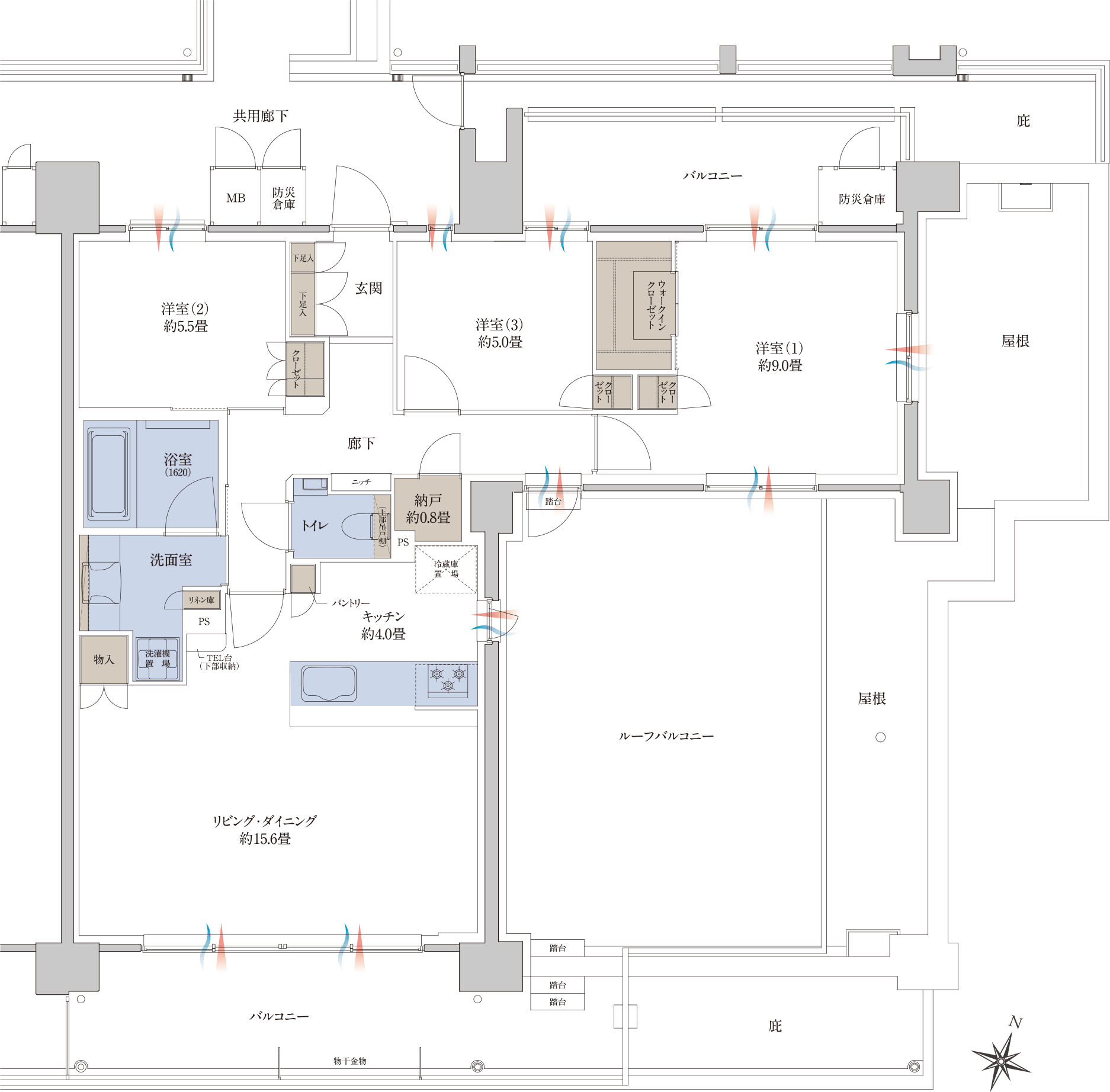 Hタイプの間取り図